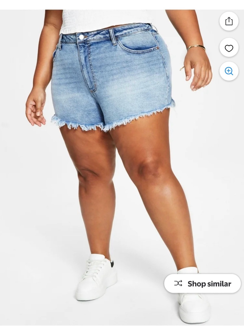 Tinseltown Light Blue Frayed-Hem Denim Shorts